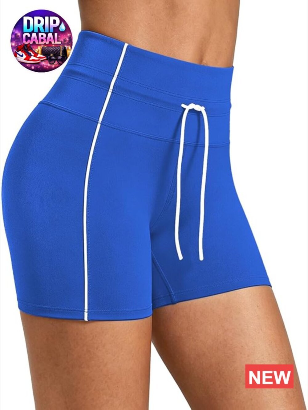 High-Waist Drawstring Biker Shorts Tummy Control Workout Yoga Running